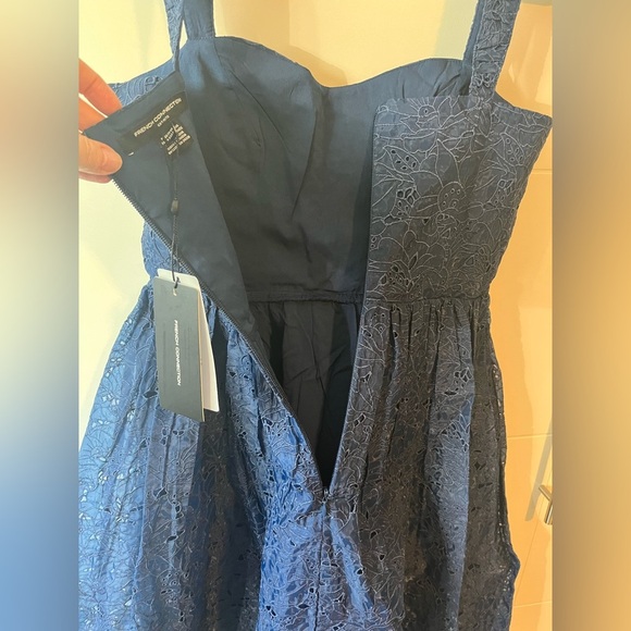 NWT French Connection Embroidered Strappy Midi Dress in Midnight Blue - Picture 10 of 17